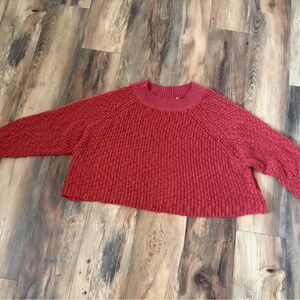 Cozy Red Knit Crew Neck Sweater